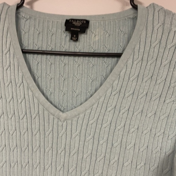 Talbots light blue/green V neck Pullover Sweater X - Picture 3 of 5